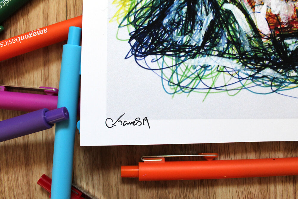 Green Lantern Ballpoint Pen Scribble Art Print-Cody James by Cody