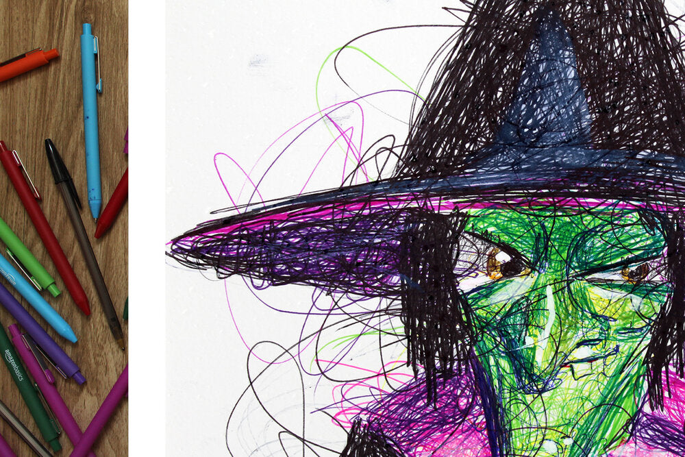 Gruntilda Ballpoint Pen Scribble Art Print-Cody James by Cody