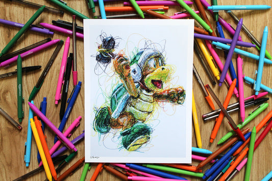 Hammer Bros Ballpoint Pen Scribble Art Print-Cody James by Cody