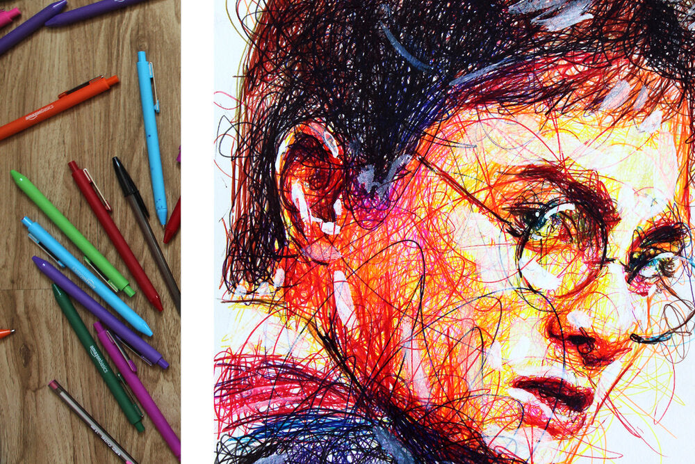 Harry Potter Ballpoint Pen Scribble Art Print-Cody James by Cody