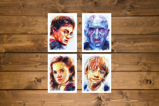 Harry Potter Complete Ballpoint Pen Scribble Art Print Set-Cody James by Cody