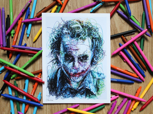 Heath Ledger Ballpoint Pen Scribble Art Print-Cody James by Cody