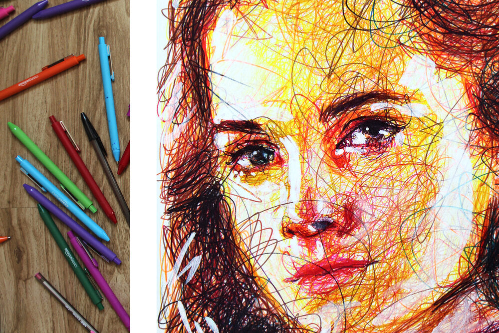 Hermione Ballpoint Pen Scribble Art Print-Cody James by Cody