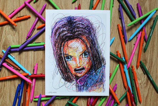 Hero Ballpoint Pen Scribble Art Print-Cody James by Cody