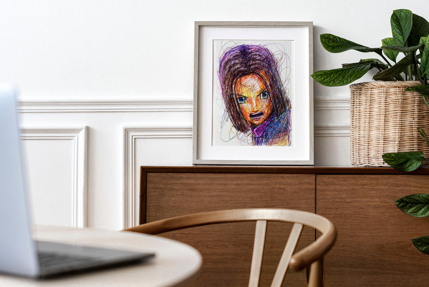 Hero Ballpoint Pen Scribble Art Print