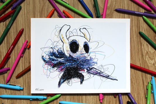 Hollow Knight Ballpoint Pen Scribble Art Print-Cody James by Cody