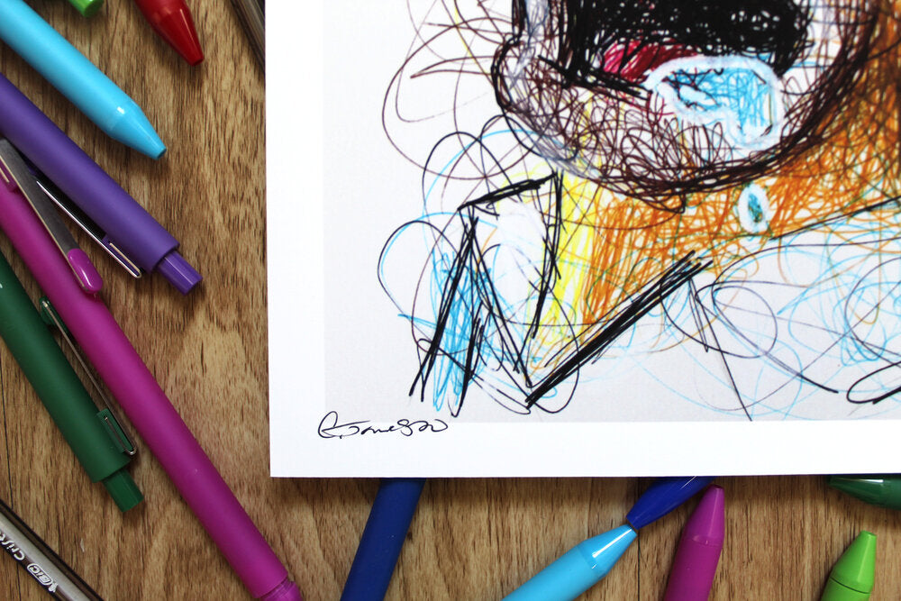 Homer Simpson Ballpoint Pen Scribble Art Print-Cody James by Cody