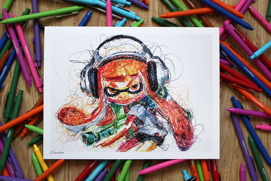 Inkling Ballpoint Pen Scribble Art Print-Cody James by Cody