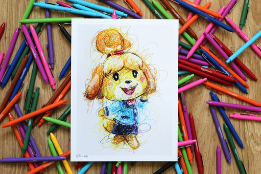 Isabella Ballpoint Pen Scribble Art Print-Cody James by Cody