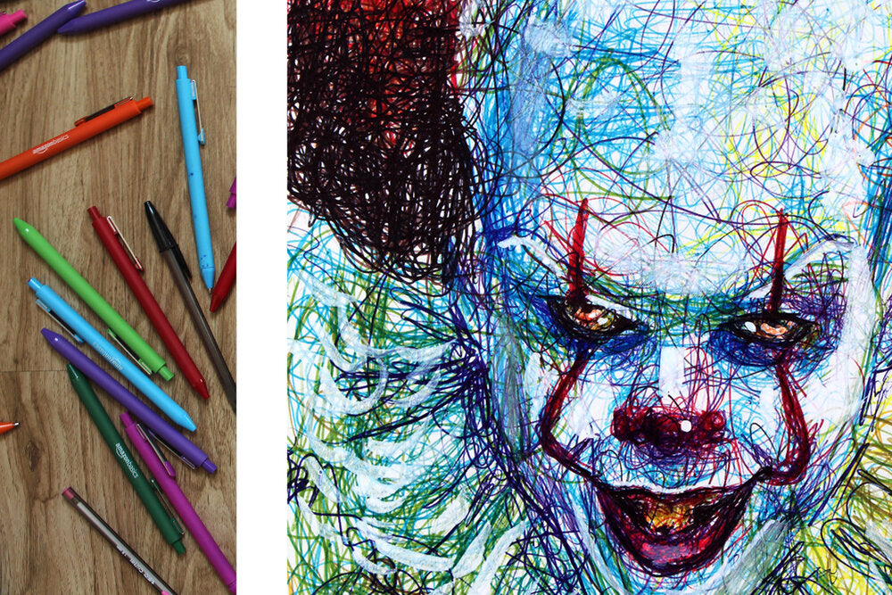 Pennywise the Clown Ballpoint Pen Scribble Art Print-Cody James by Cody