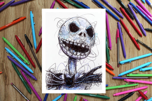 Jack Skellington Ballpoint Pen Scribble Art Print-Cody James by Cody