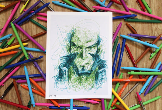 Jet Ballpoint Pen Scribble Art Print-Cody James by Cody