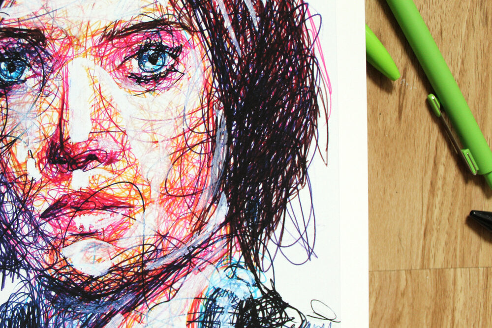 Jill Valentine Ballpoint Pen Scribble Art Print-Cody James by Cody