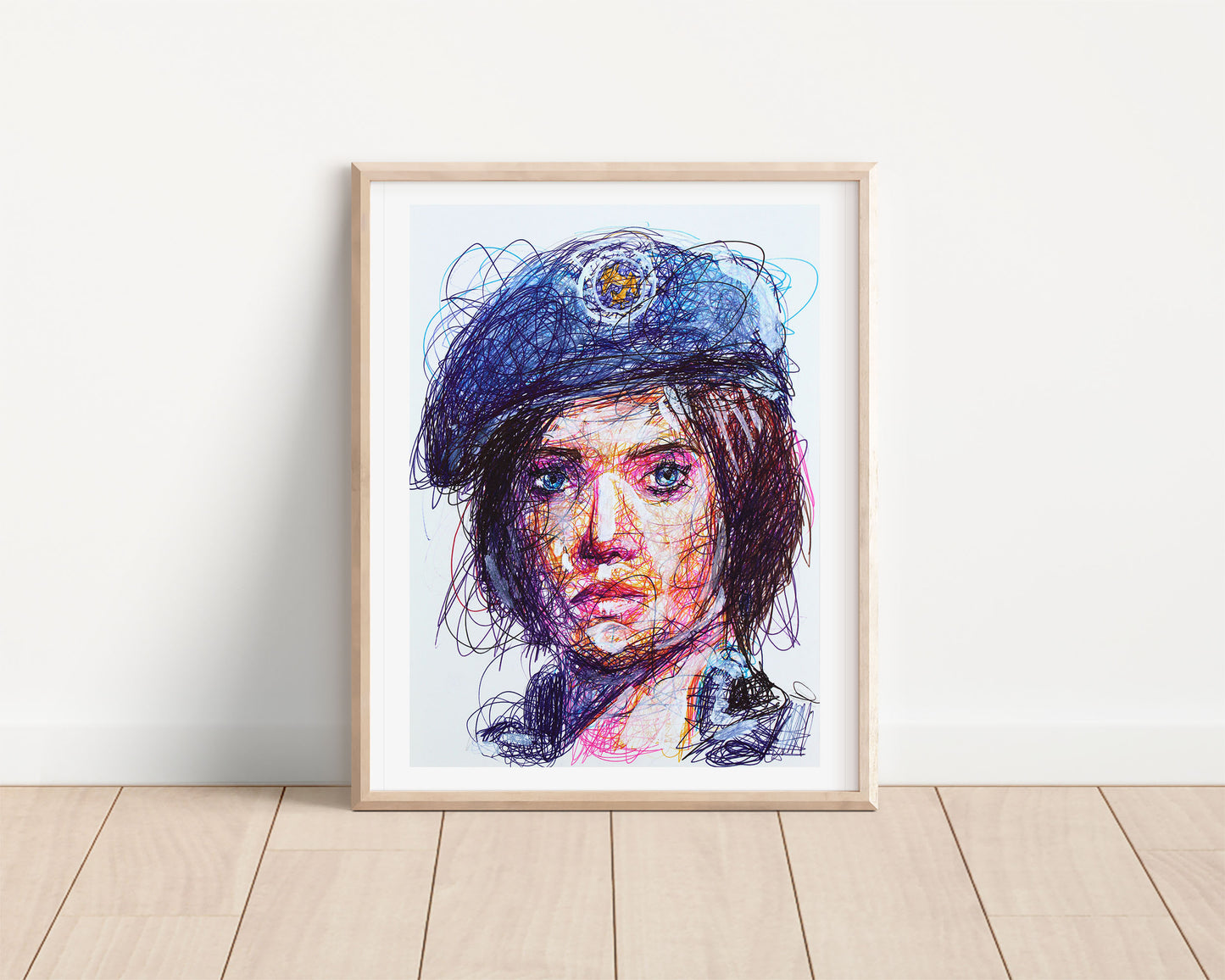Jill Valentine Ballpoint Pen Scribble Art Print