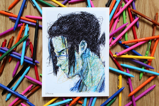 Jin Ballpoint Pen Scribble Art Print-Cody James by Cody