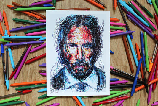 John Wick Ballpoint Pen Scribble Art Print-Cody James by Cody