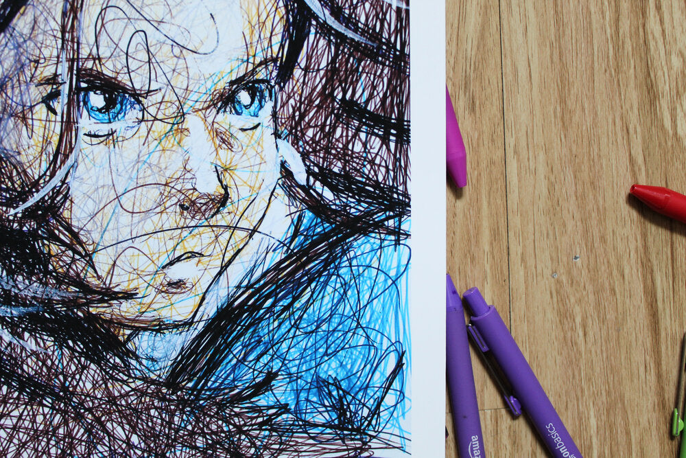 Katara Ballpoint Pen Scribble Art Print-Cody James by Cody