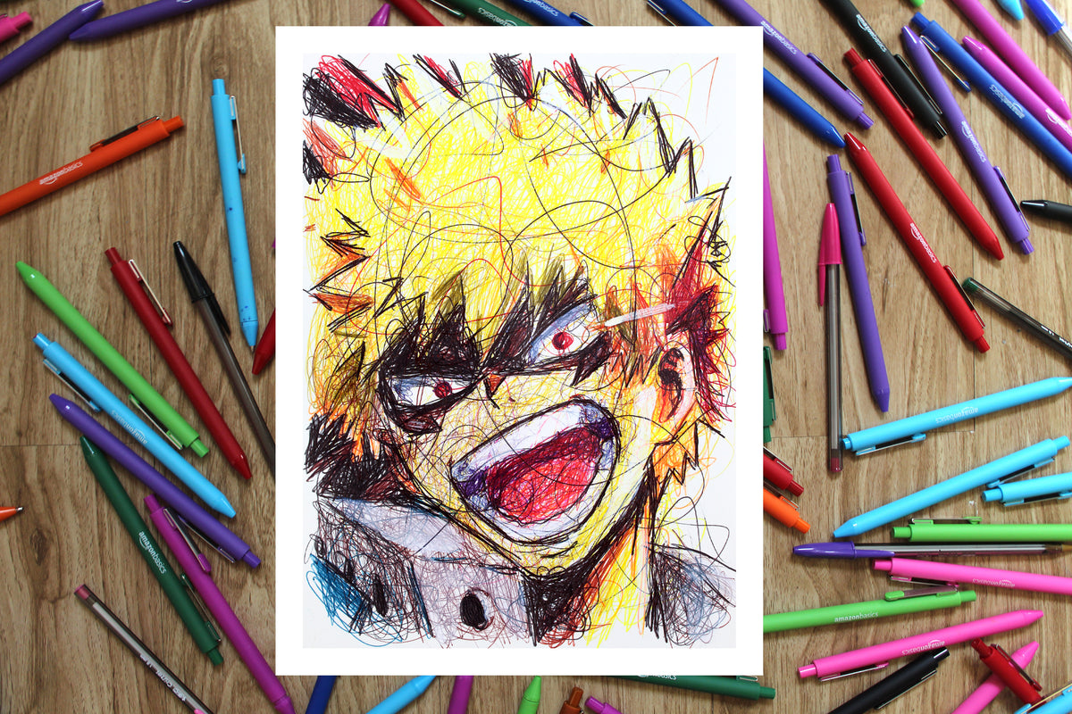 My Hero Academia Ballpoint Pen Scribble Art Print Set (4x)-Cody James by Cody