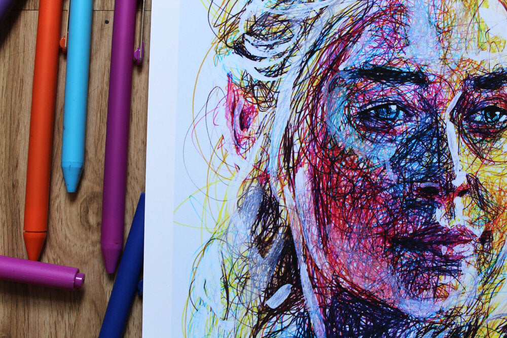 Khaleesi Ballpoint Pen Scribble Art Print-Cody James by Cody