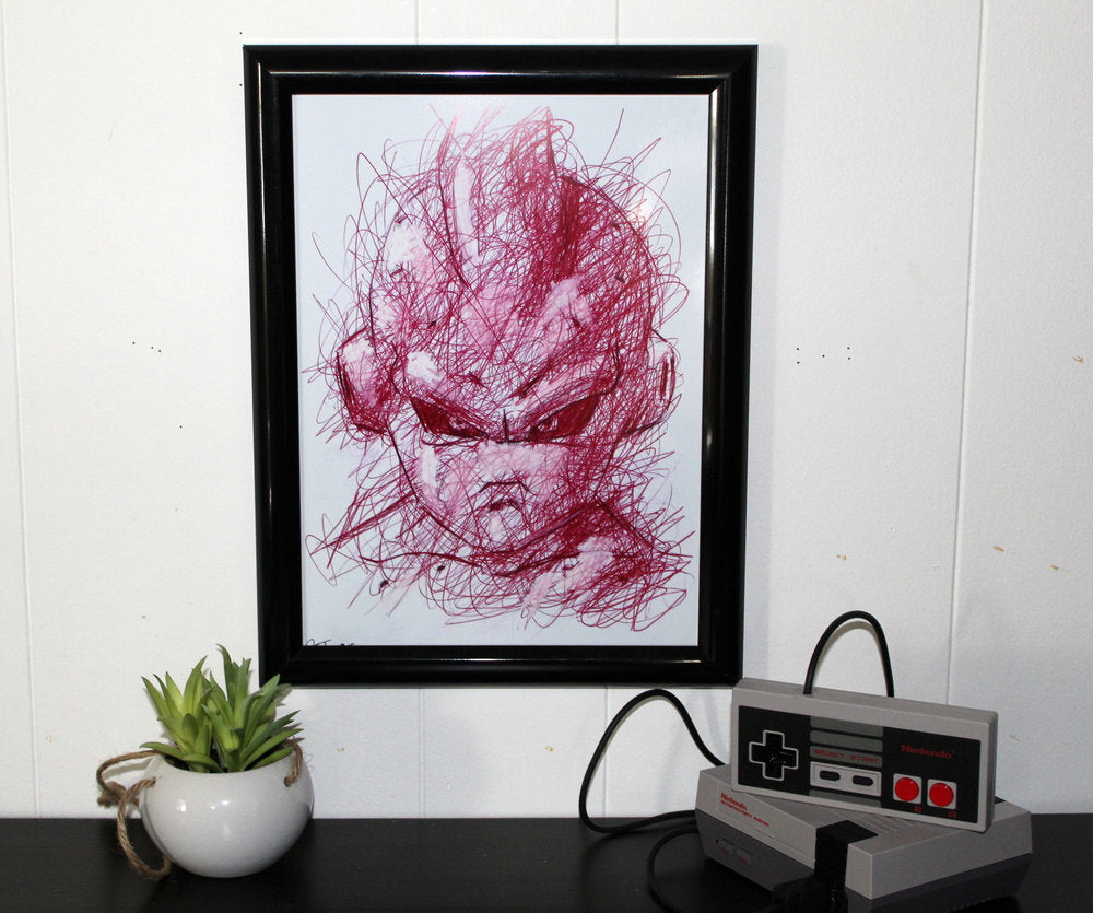 Kid Buu Ballpoint Pen Scribble Art Print-Cody James by Cody