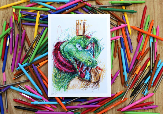 King K Rool Ballpoint Pen Scribble Art Print-Cody James by Cody