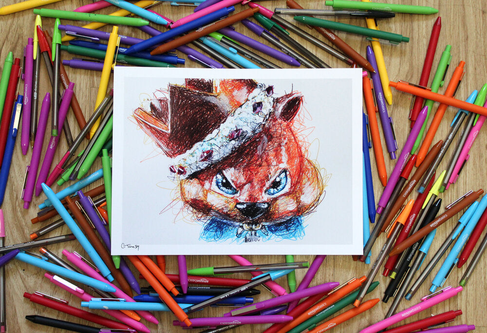Conker Ballpoint Pen Scribble Art Print-Cody James by Cody