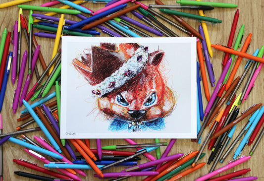 Conker Ballpoint Pen Scribble Art Print-Cody James by Cody