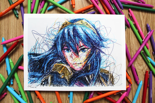 Lucina Ballpoint Pen Scribble Art Print-Cody James by Cody