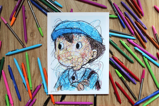Luke Ballpoint Pen Scribble Art Print-Cody James by Cody