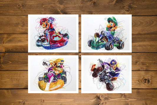 Super Mario Bros Kart Ballpoint Pen Art Print Set-Cody James by Cody