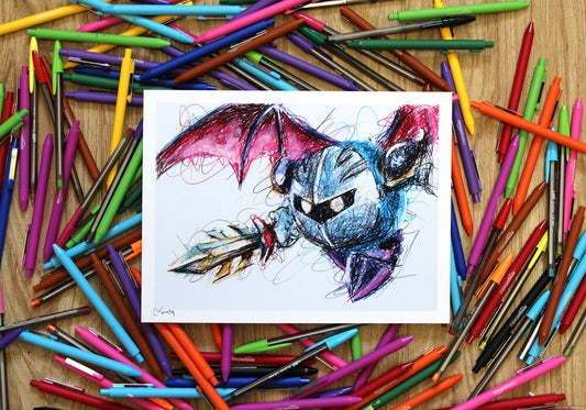 Metaknight Ballpoint Pen Scribble Art Print-Cody James by Cody