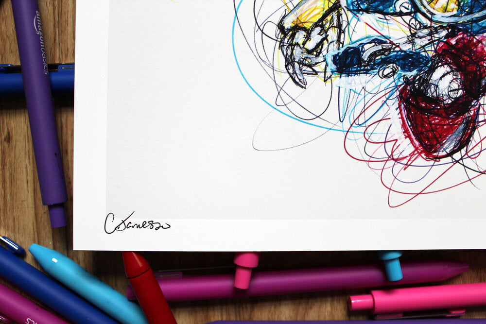Metal Sonic Ballpoint Pen Scribble Art Print-Cody James by Cody