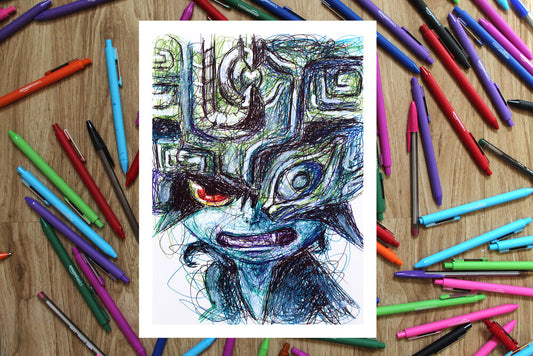Midna Ballpoint Pen Scribble Art Print-Cody James by Cody