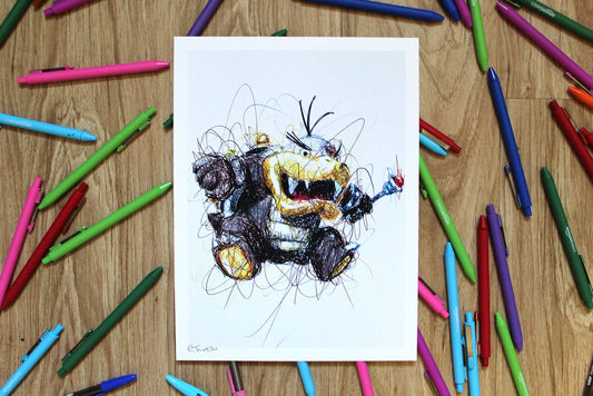 Morton Koopa Ballpoint Pen Scribble Art Print-Cody James by Cody