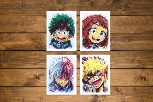 My Hero Academia Ballpoint Pen Scribble Art Print Set-Cody James by Cody