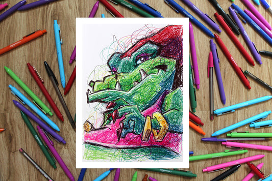 Mz Ruby Ballpoint Pen Scribble Art Print-Cody James by Cody