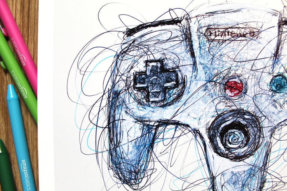 Nintendo Controllers Complete Ballpoint Pen Art Print Set-Cody James by Cody