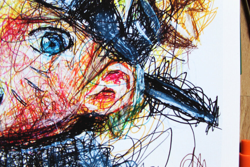 Naruto Ballpoint Pen Scribble Art Print-Cody James by Cody
