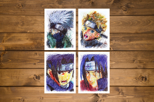 Naruto Ballpoint Pen Scribble Art Print Set-Cody James by Cody