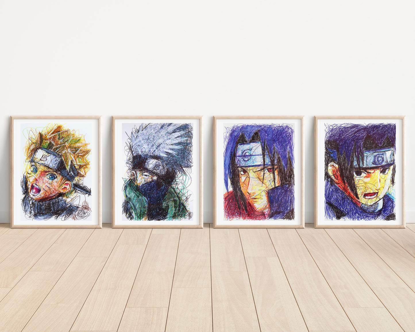 Naruto Ballpoint Pen Scribble Art Print Set