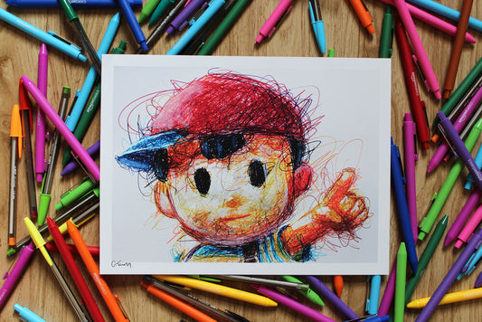 Ness Ballpoint Pen Scribble Art Print-Cody James by Cody
