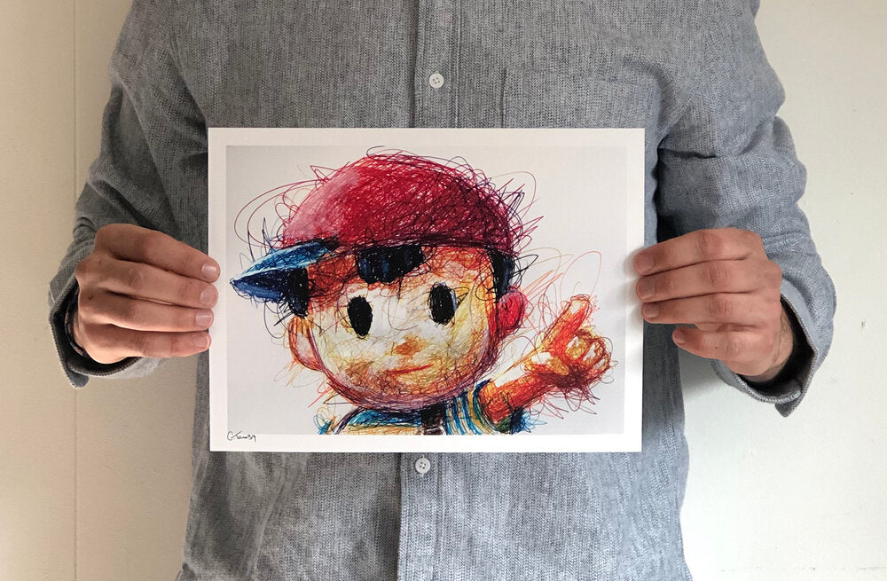 Ness Ballpoint Pen Scribble Art Print-Cody James by Cody