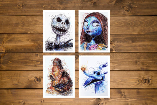 Nightmare Before Xmas Ballpoint Pen Art Print Set-Cody James by Cody