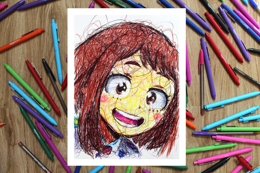 Ochako Urarka Ballpoint Pen Scribble Art Print-Cody James by Cody