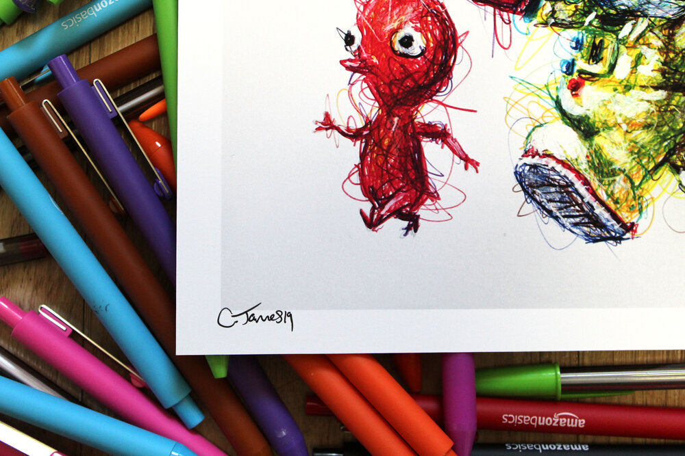 Olimar Ballpoint Pen Scribble Art Print-Cody James by Cody