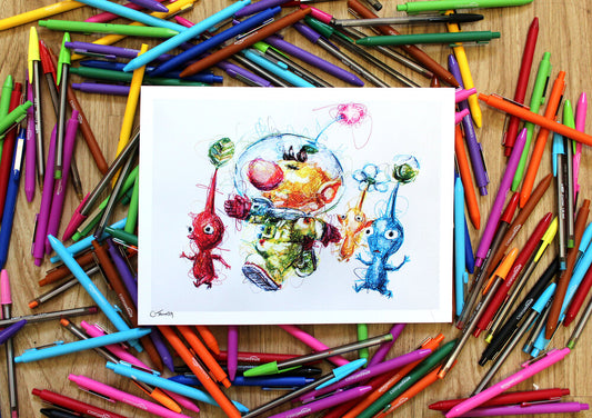 Olimar Ballpoint Pen Scribble Art Print-Cody James by Cody