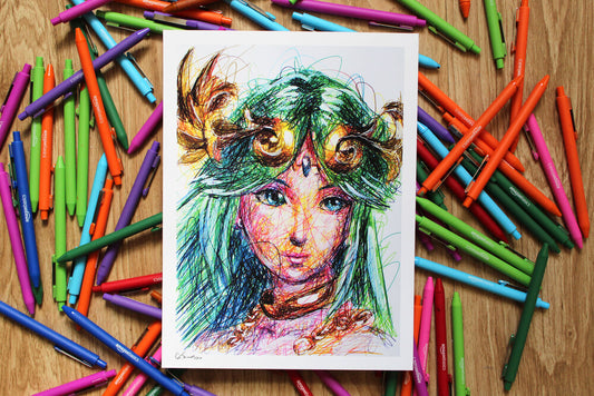 Palutena Ballpoint Pen Scribble Art Print-Cody James by Cody
