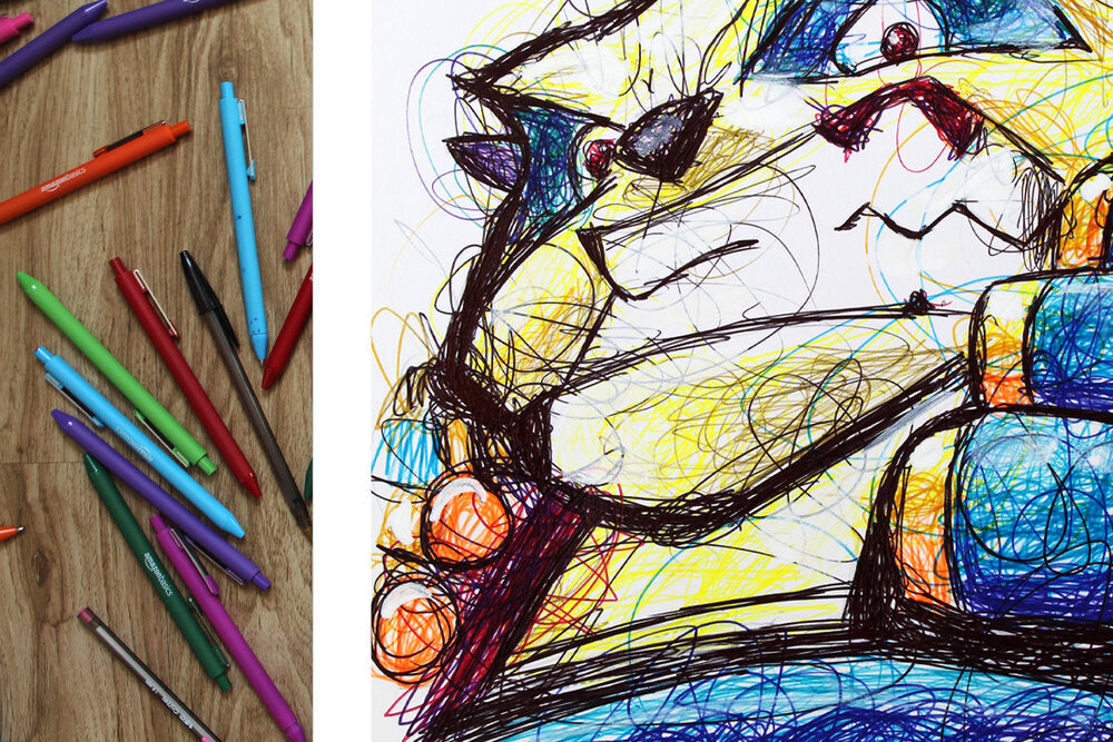 Panda King Ballpoint Pen Scribble Art Print-Cody James by Cody