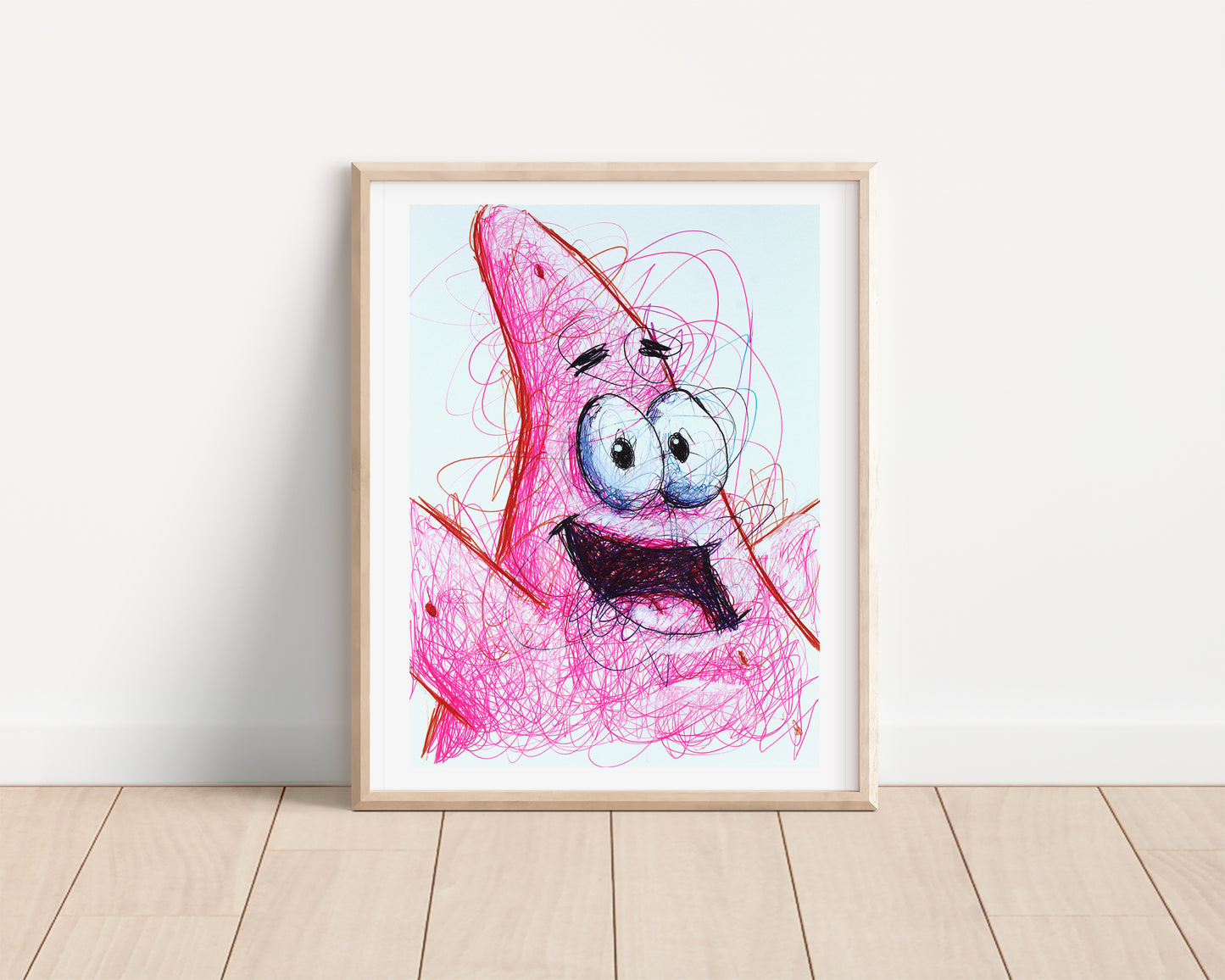 Patrick Star Ballpoint Pen Scribble Art Print