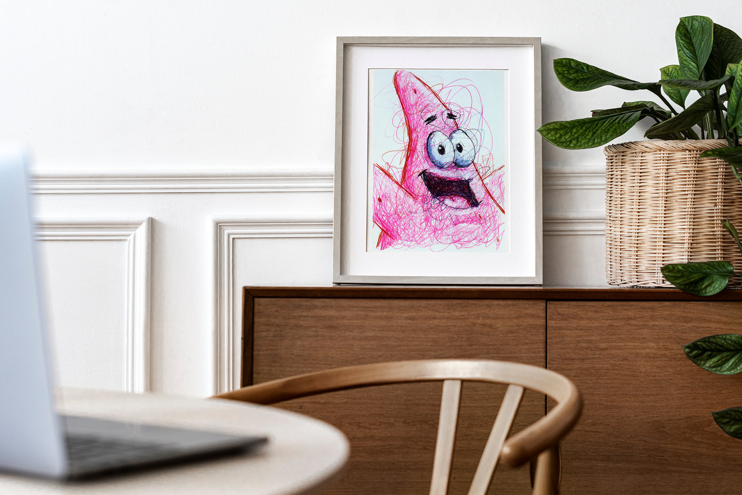 Patrick Star Ballpoint Pen Scribble Art Print